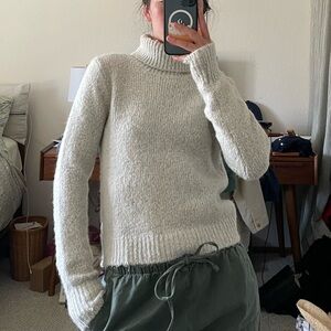 Brandy Melville Light Grey Fuzzy Turtleneck Sweater